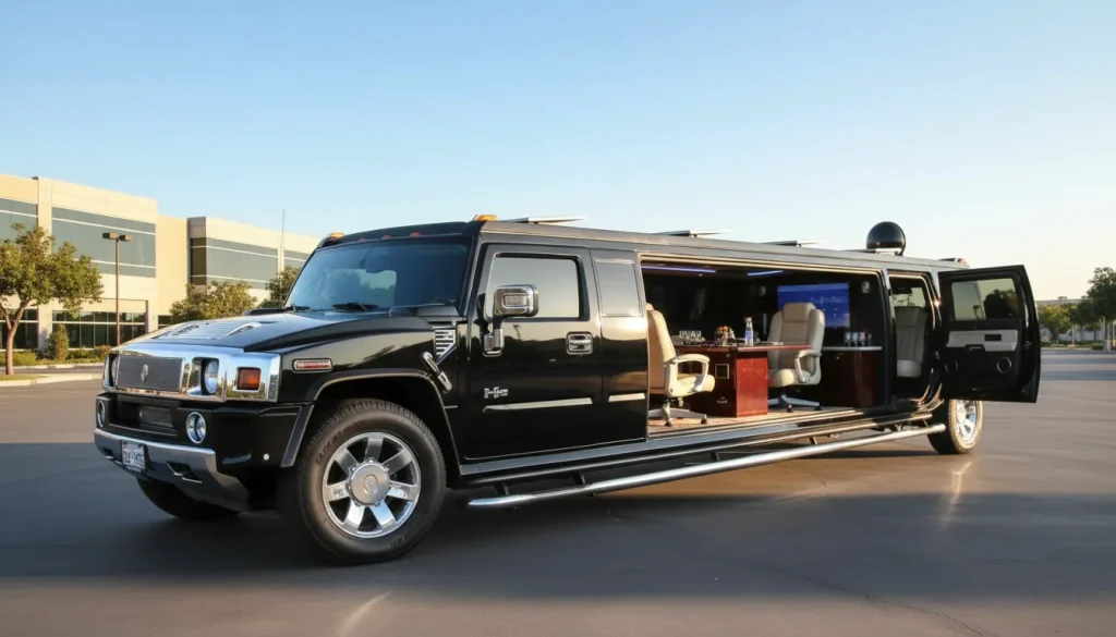 Hummer H2 CEO Mobile Office Limousine side view interior
