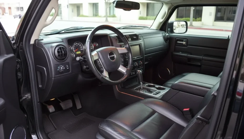 Black Hummer H2 Limo driver side interior