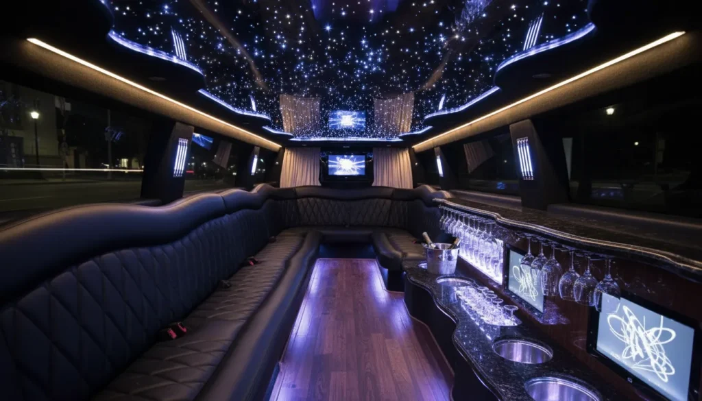 Black Hummer H2 Limo back side interior