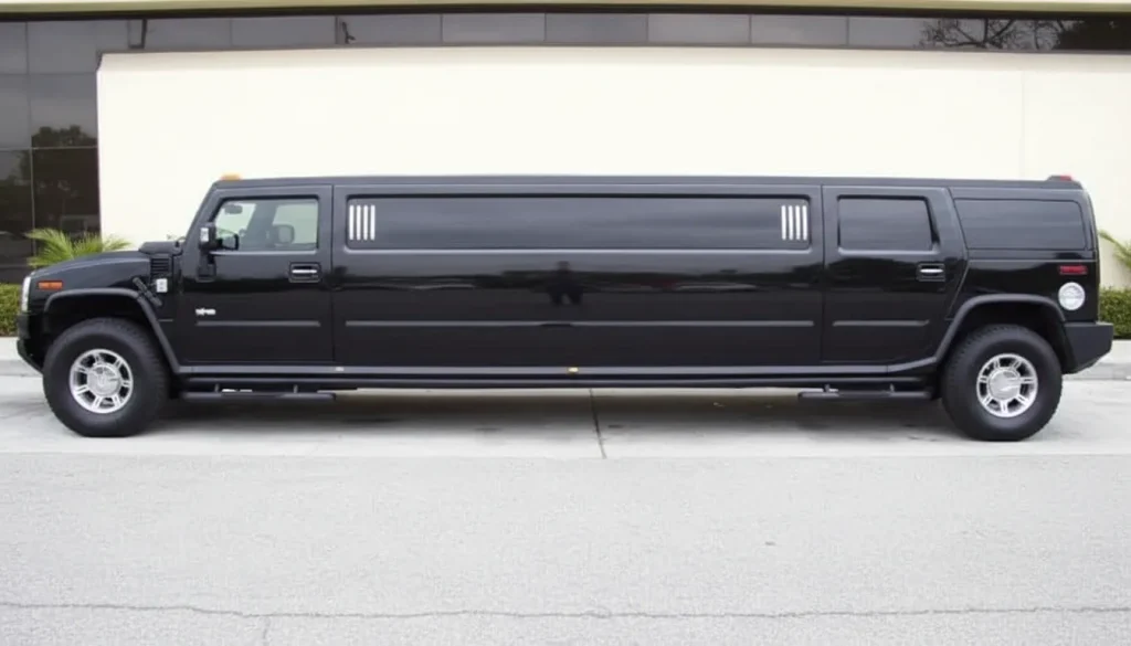 Black Hummer H2 Limo side view exterior