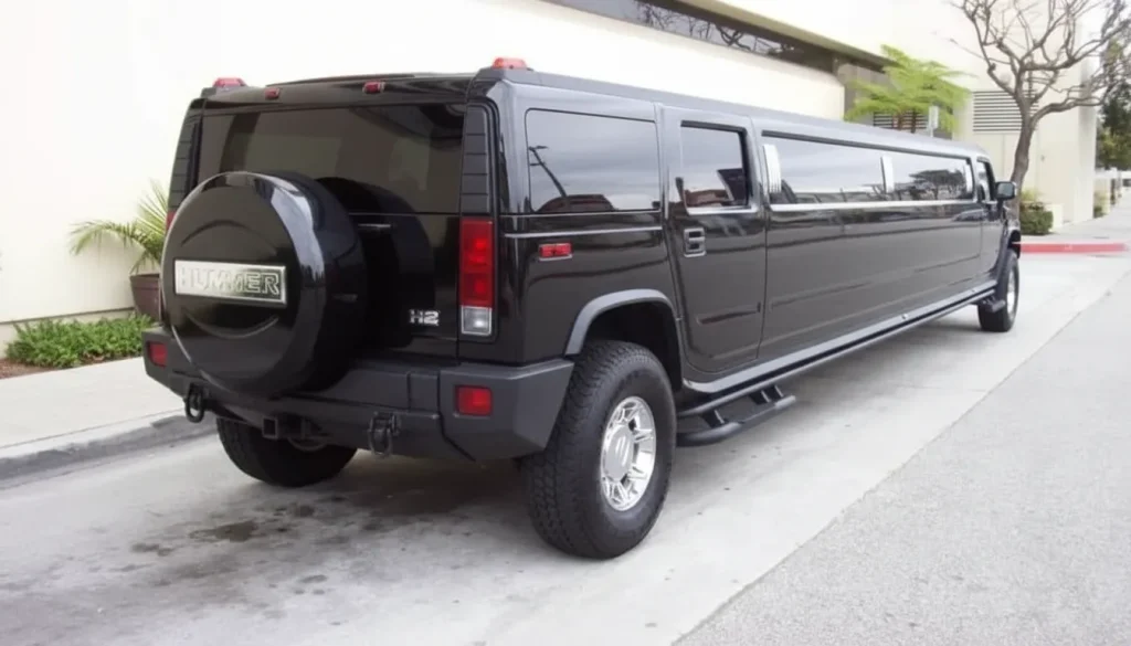 Black Hummer H2 Limo back exterior