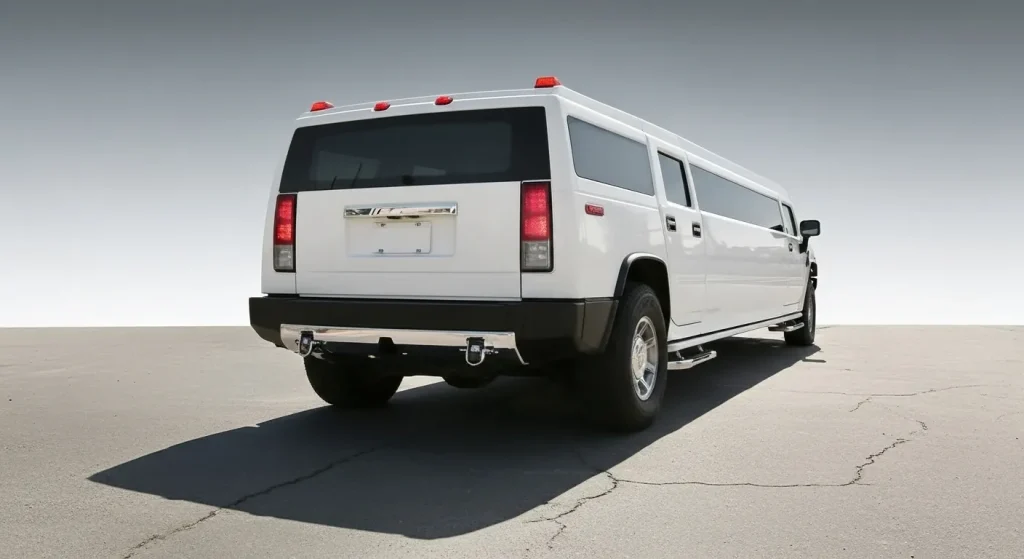 Stretched Hummer limousine back side exterior