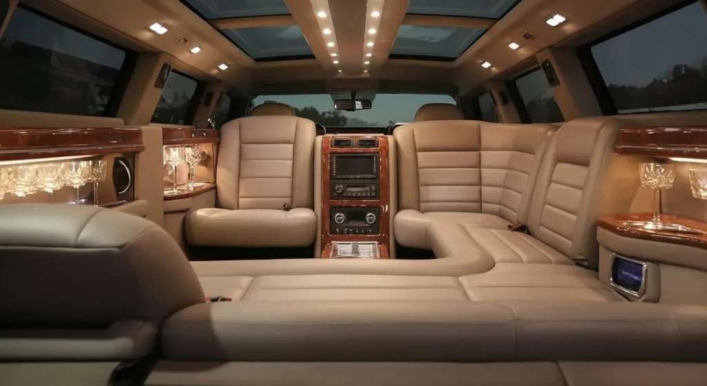 Stretched Hummer limousine interior
