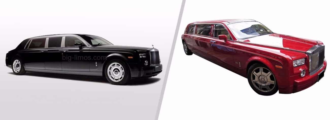 rolls royce red and black limousine