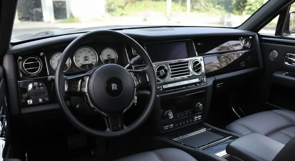 Interior dashboard of rolls royce phantom hearse