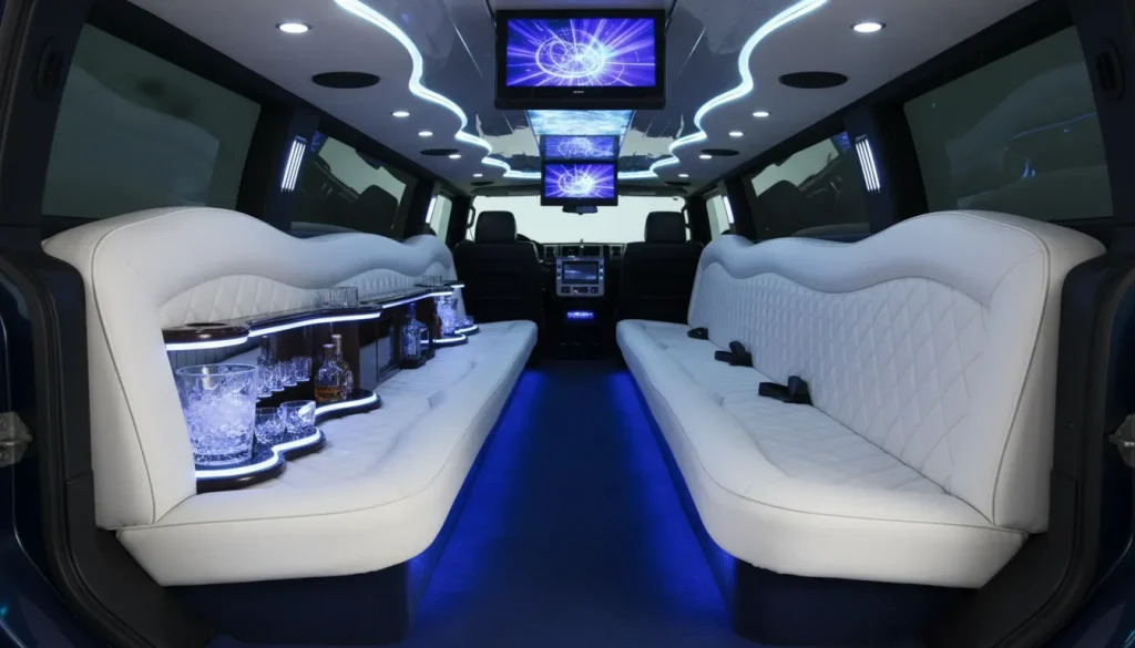 Hummer DJ Limousine back side interior