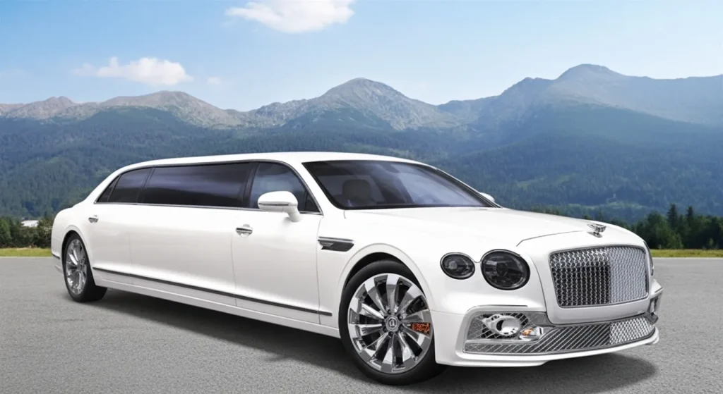 custom white Stretched Bentley Limousine 