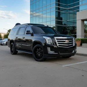 Cadillac Escalade ESV CEO Mobile Office at parking