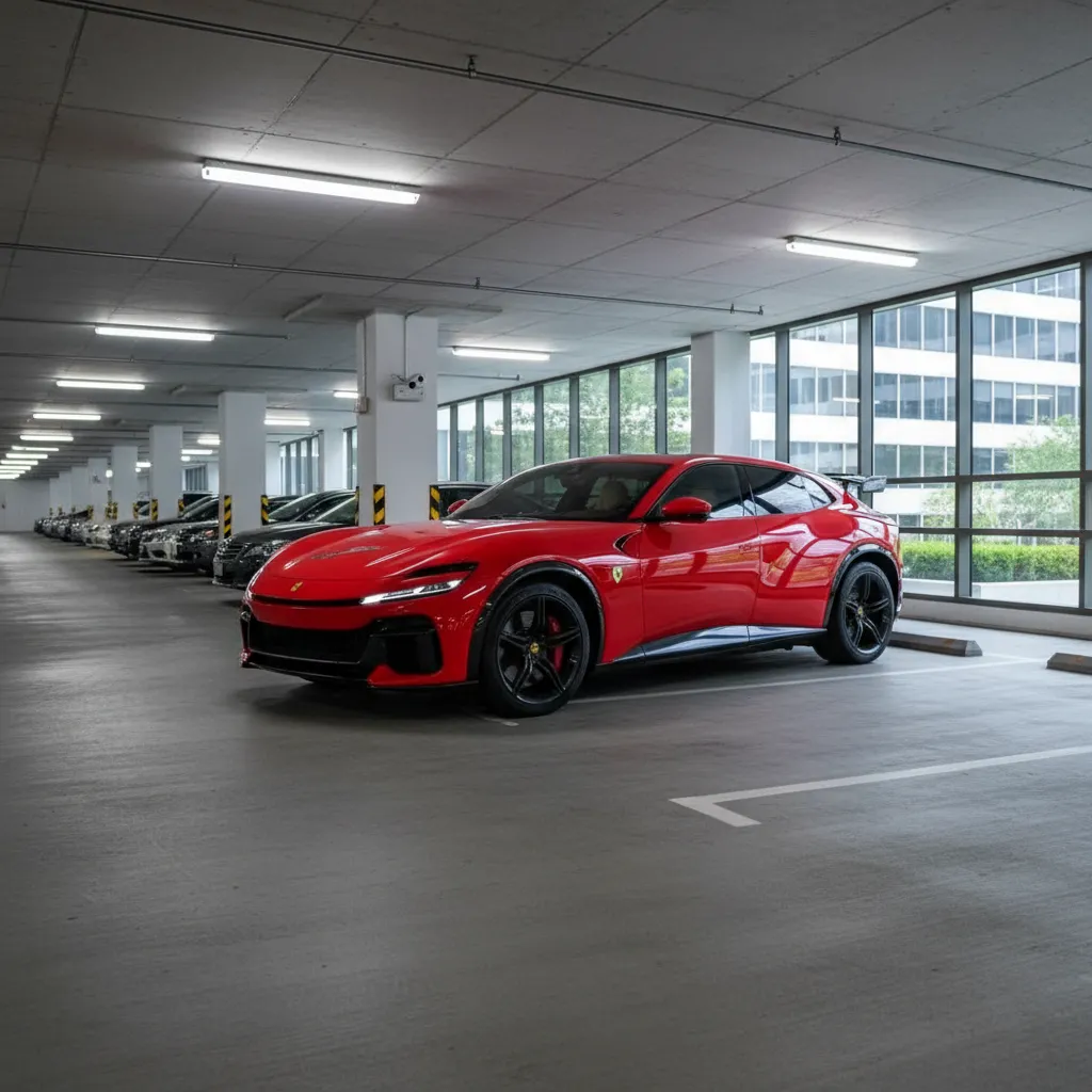 Custom Ferrari Purosangue at office parking