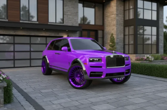 Purple Rolls Royce Cullinan Limousine