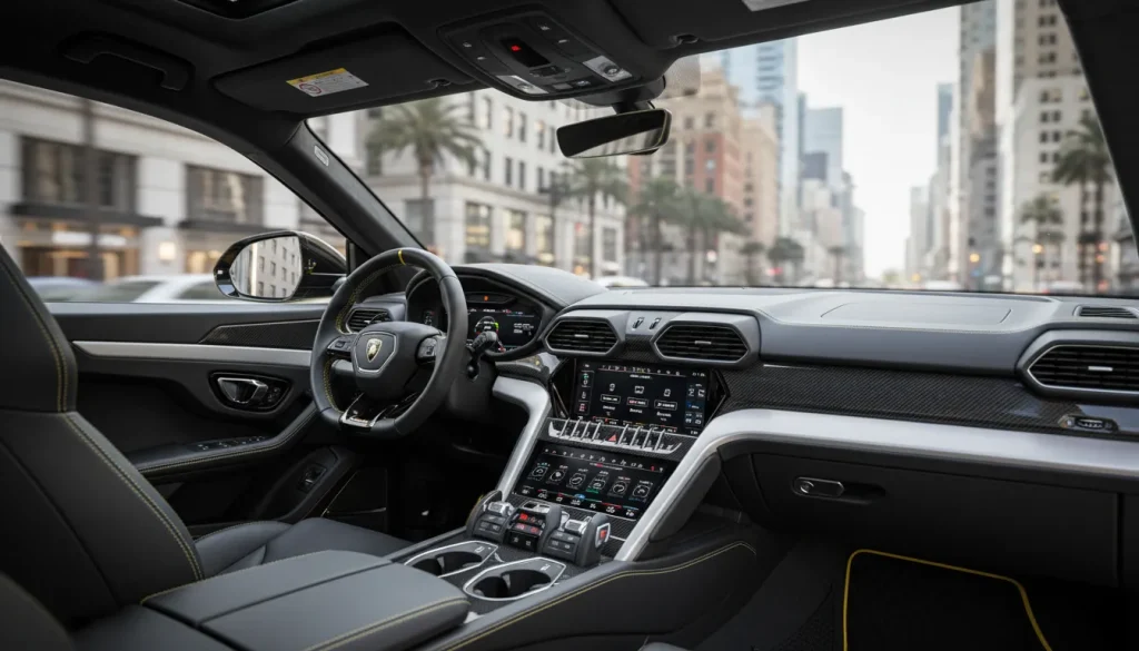 Stretched Lamborghini Urus Limousine driver side interior