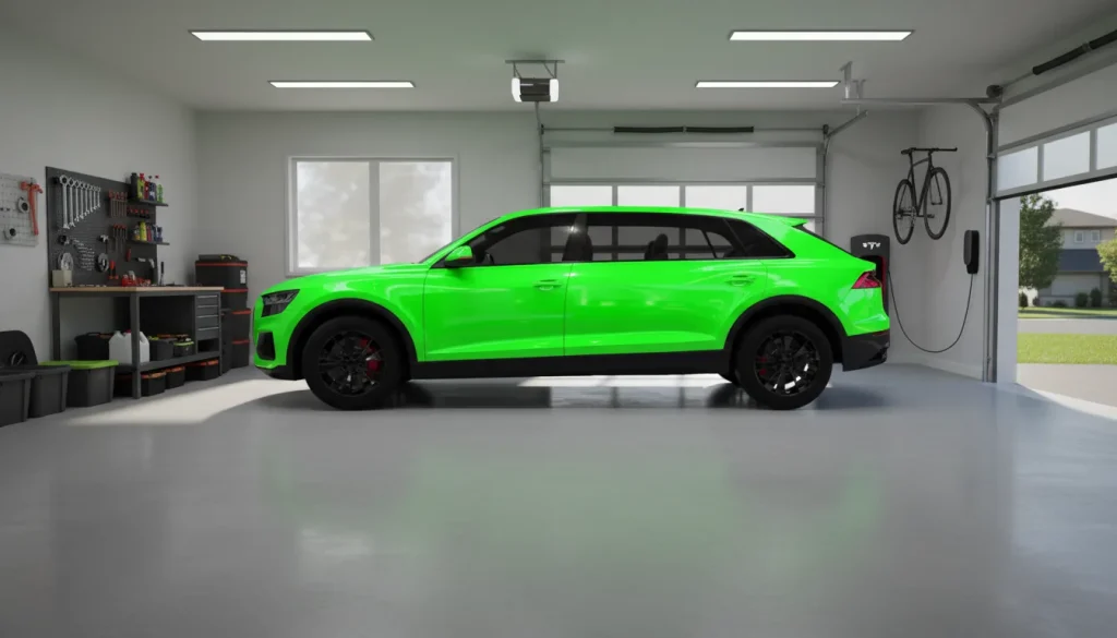 Audi Q8 standing on garage