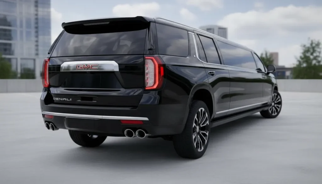 Stretched GMC Denali XL Limousine back side exterior