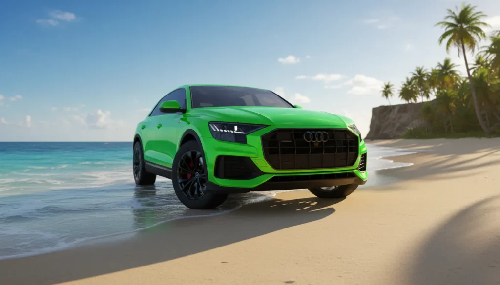 Audi Q8 standing on beach