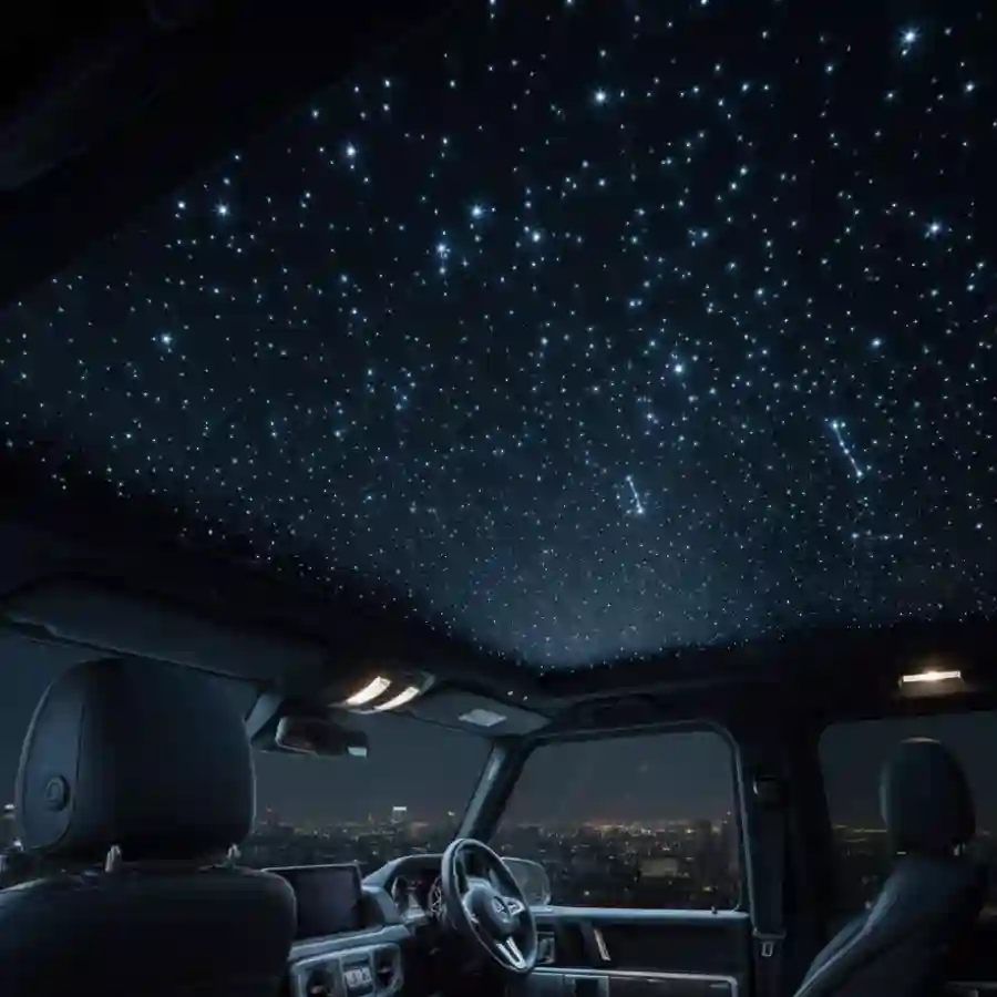 Luxury Mercedes G-Wagon G550 interior featuring a starry ceiling, enhancing the customization options for potential limousine clients at Big Limos.